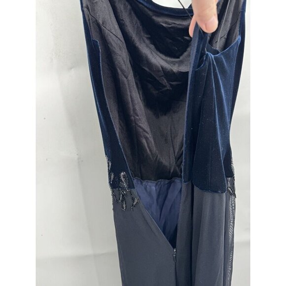 Rimini Maxi Dress Women 6 Navy Blue Velour Fairy Grunge Whimsigoth Beaded - Picture 4 of 10